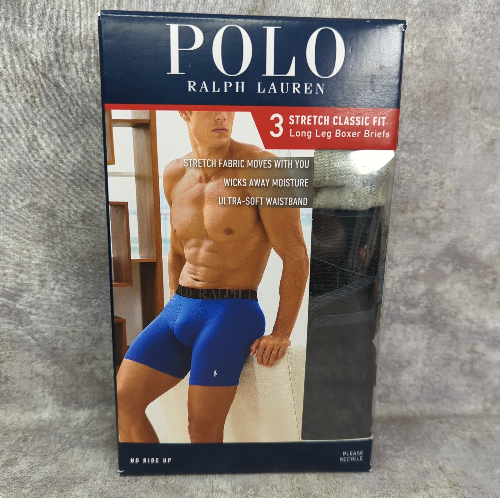 Polo Ralph Lauren S, M Stretch Classic Fit Long Leg Boxer Briefs 3 Pack