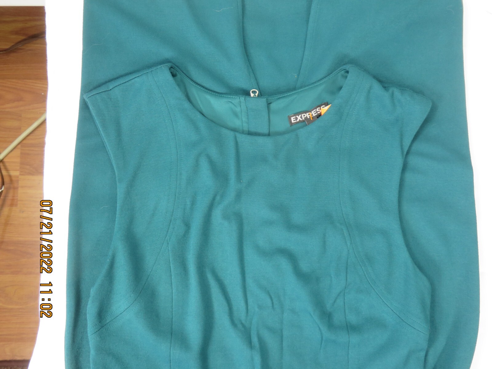 EXPRESS SZ 4 Rayon/Nylon/Spandex Pine Green Back Full Open Zipper Tunic Dress