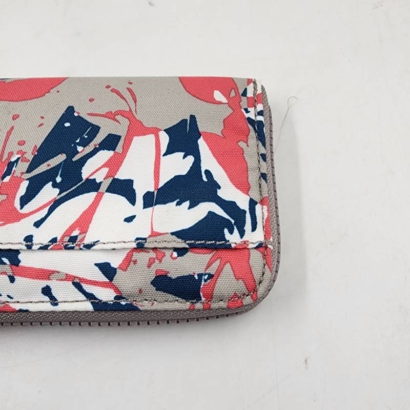 Kipling Canvas Zip Around Wallet Wristlet Women’s OS Autumnal Field Abstract