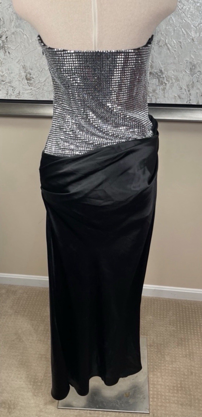 Retrofete Alexandra Strapless Formal Gown Dress Black Small Crystal Embellished