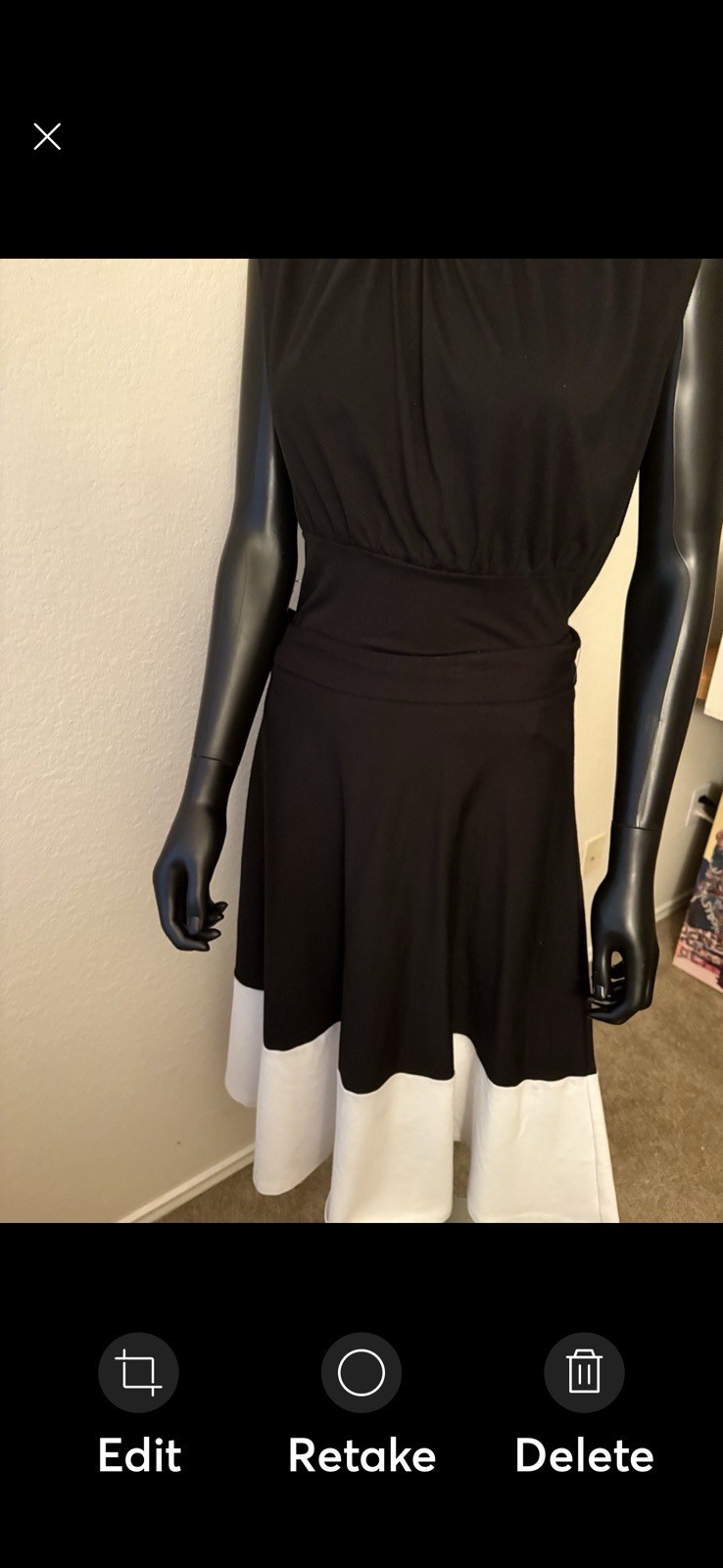 ELOQUII Black & Cream Colorblock Fit & Flare Midi Skirt Size 20 Side Zip