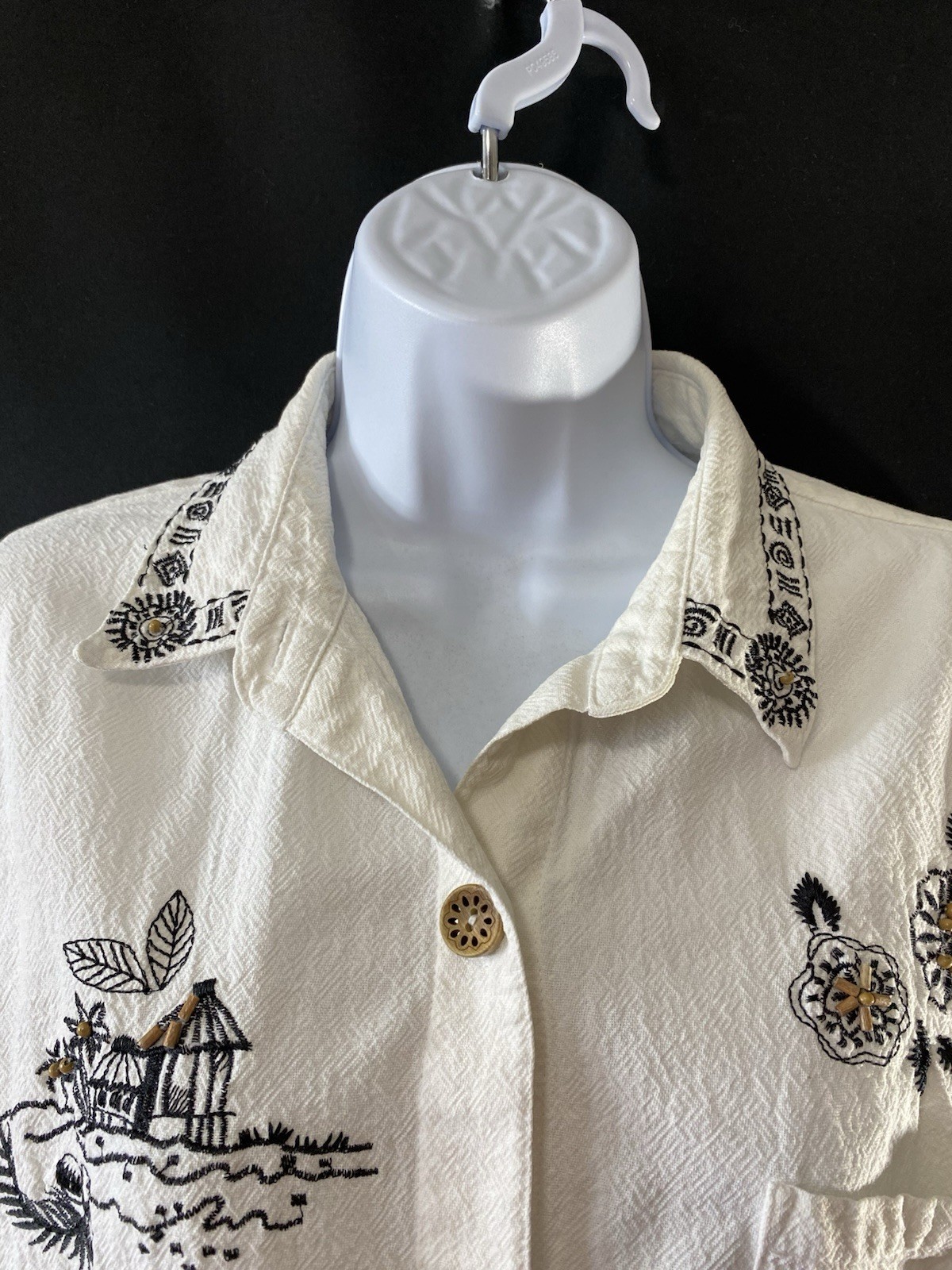 Graff by UM Company Shirt Women’s Size Large Embroidered Beads Tropical Vacation