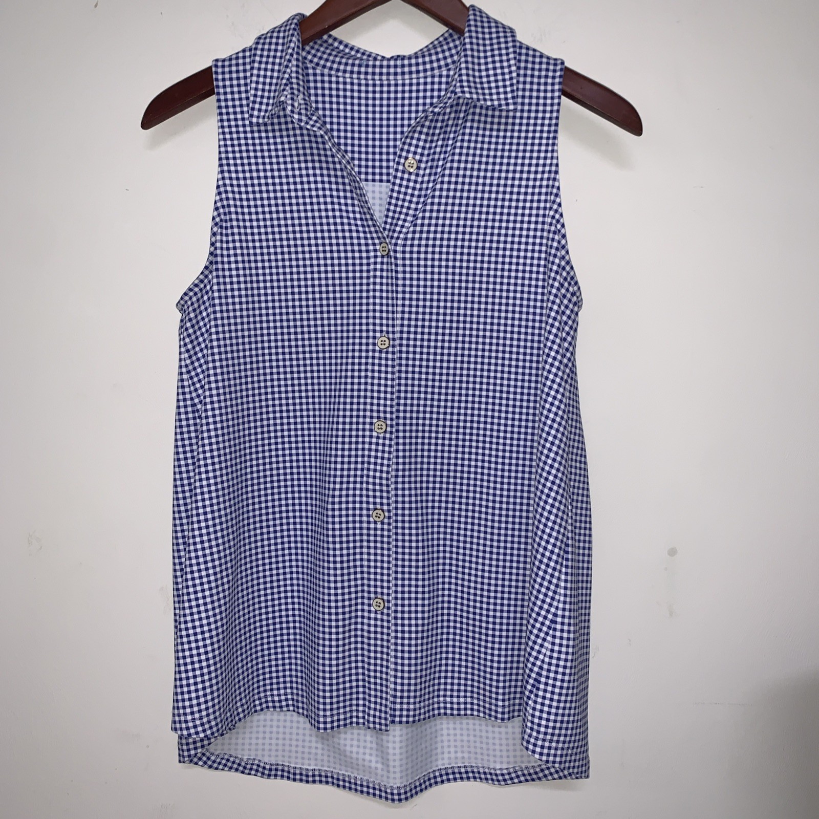 J.MCLAUGHLIN Small Gingham Catalina Cloth Button Blue/White Preppy Coastal Golf
