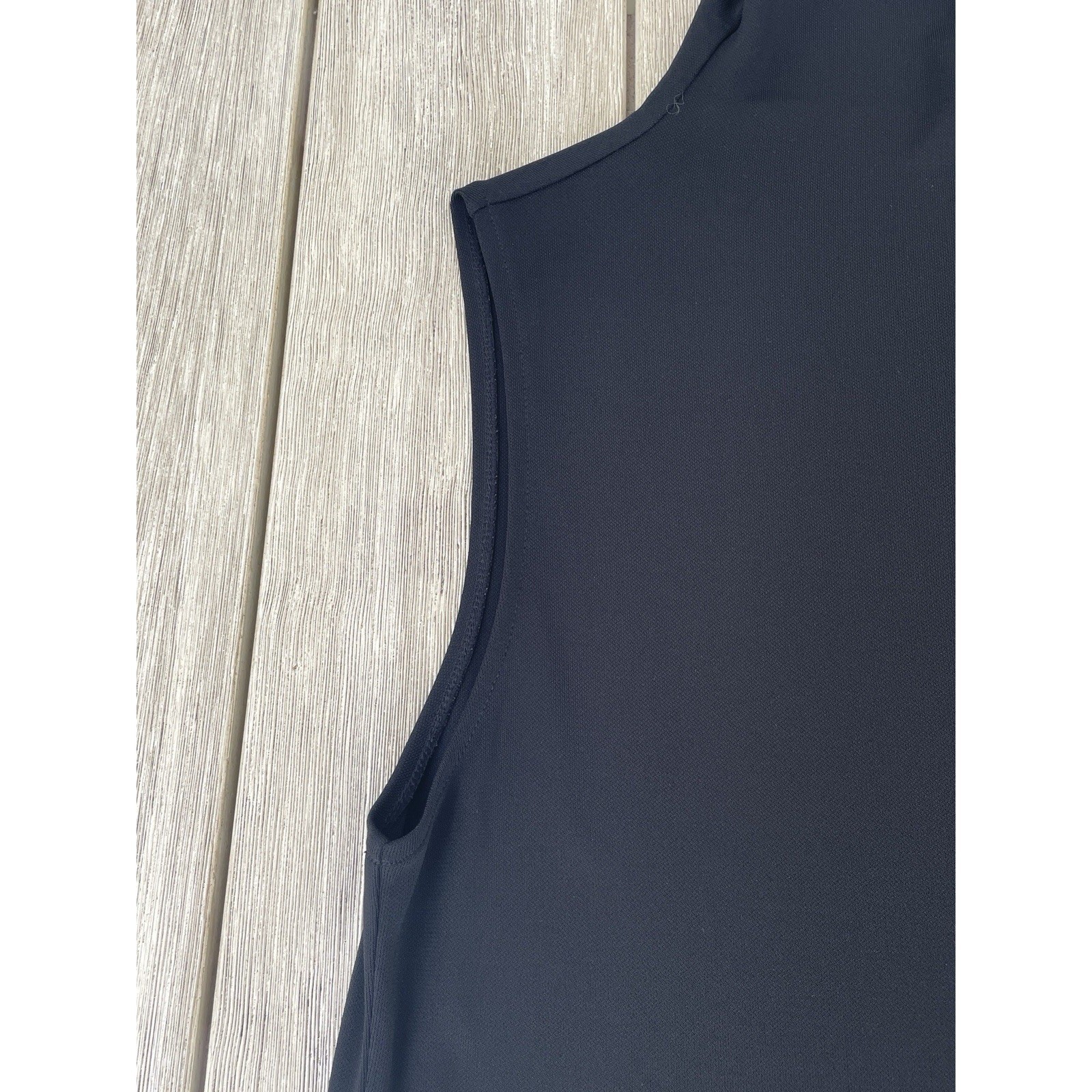 DKNY Womens Black Mock Turtle Neck Sleeveless Top Asymmetrical Seam Detail Sz L