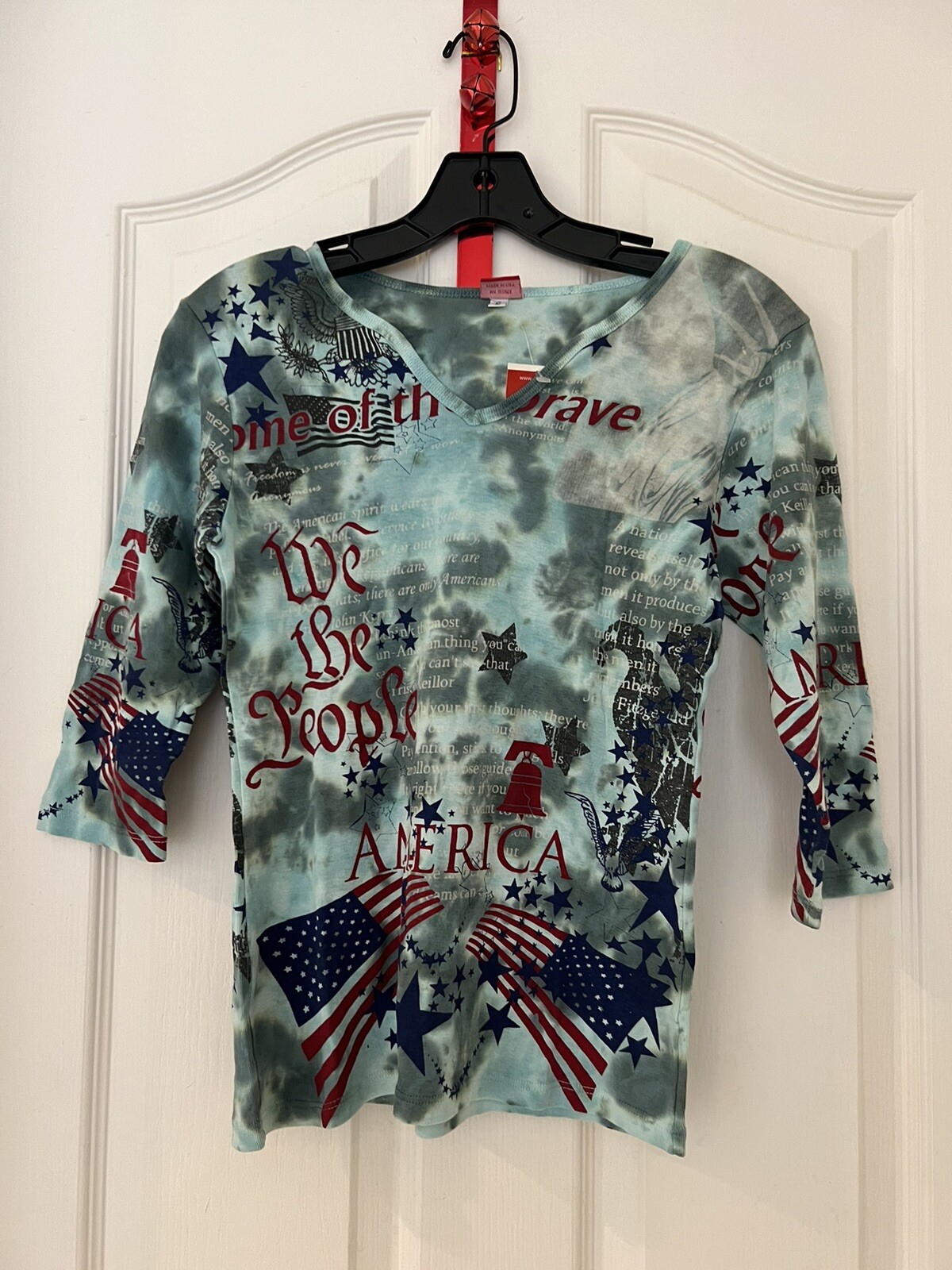 NWT Glima Tee Top Printed Tie Dye 100% Cotton Green America Sz Small Juniors