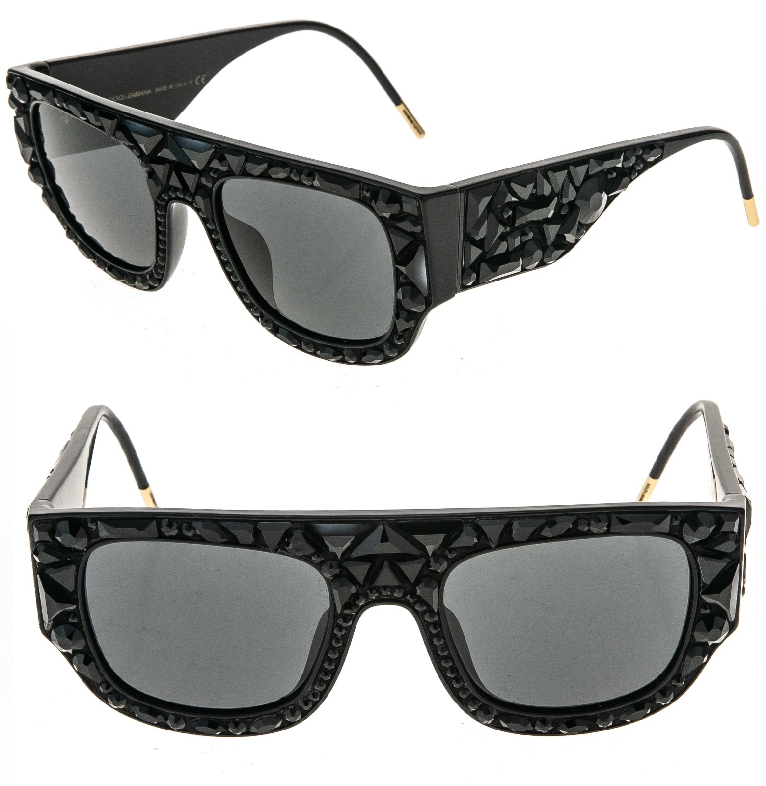 Dolce & Gabbana Dg4347 Black King Domenico Dg 4347 Bold Jewel Crystal Sunglasses