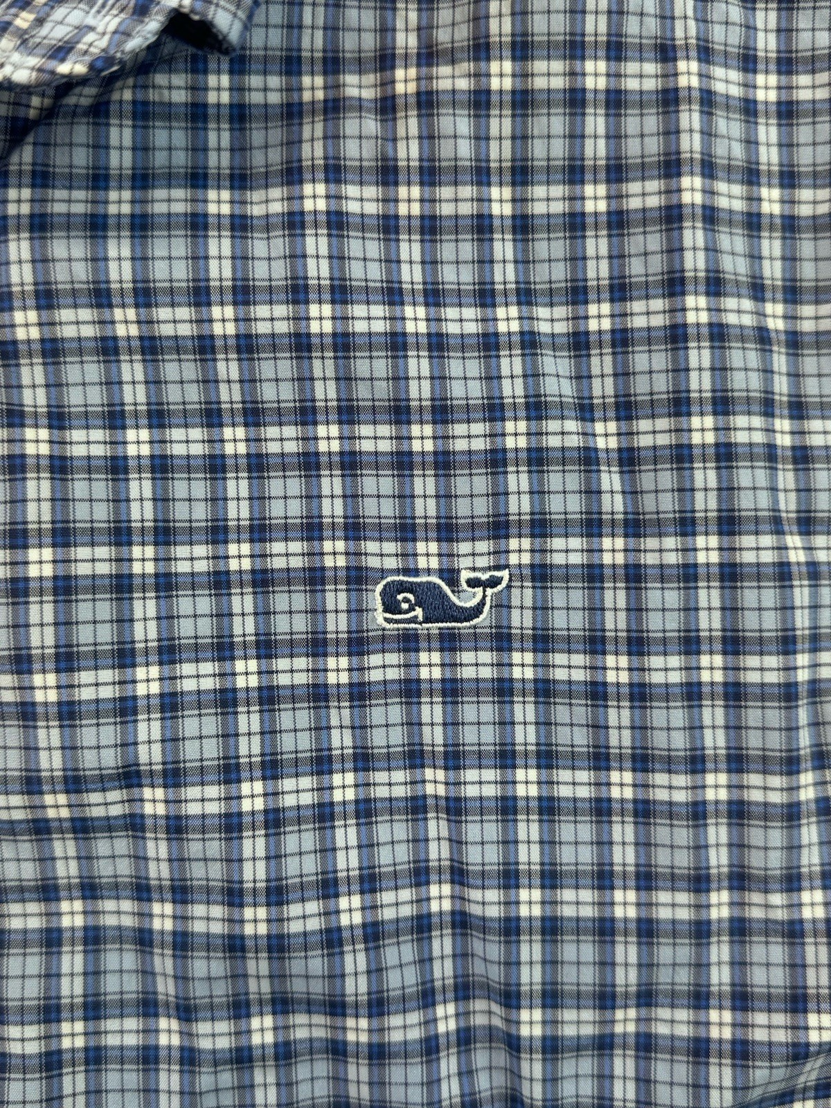 Vineyard Vines Men’s XL Performance Blue White Plaid Stretch Button-Down Shirt