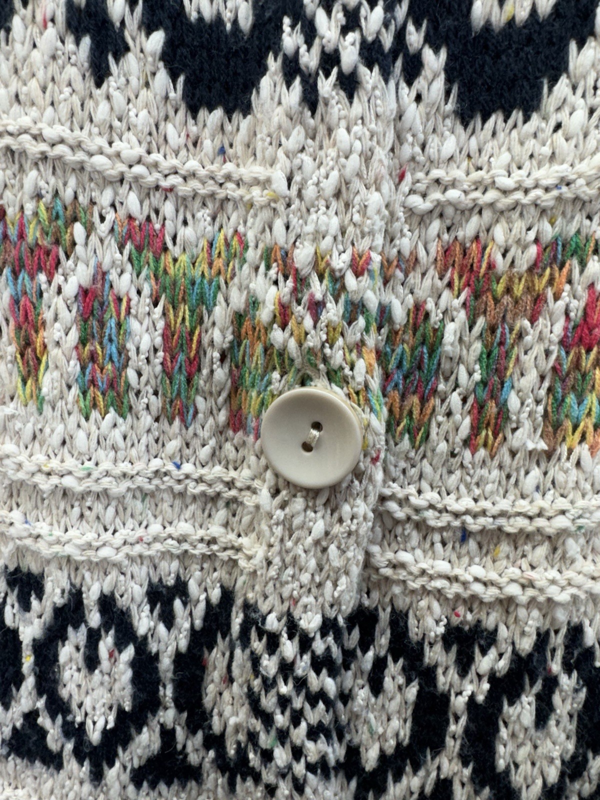 Easel Long Aztec Chunky Cardigan Button Up Hooded Bright Colorful Outdoor S/M