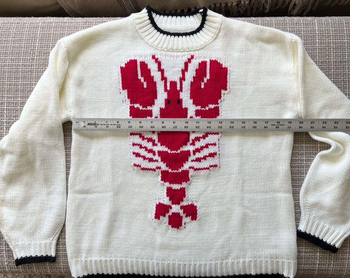 Maine Lobster Sweater Womens Medium Coastal New England Nautical Knit Pullover