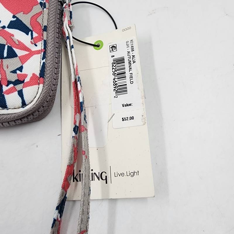 Kipling Canvas Zip Around Wallet Wristlet Women’s OS Autumnal Field Abstract