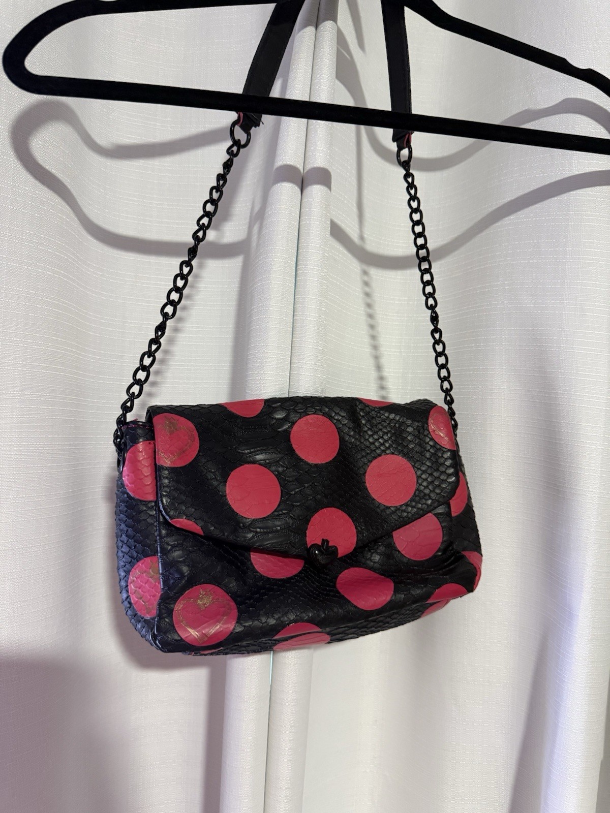 Vera Wang Princesscore Black & Pink Polka Dot Small Shoulder Bag Y2K