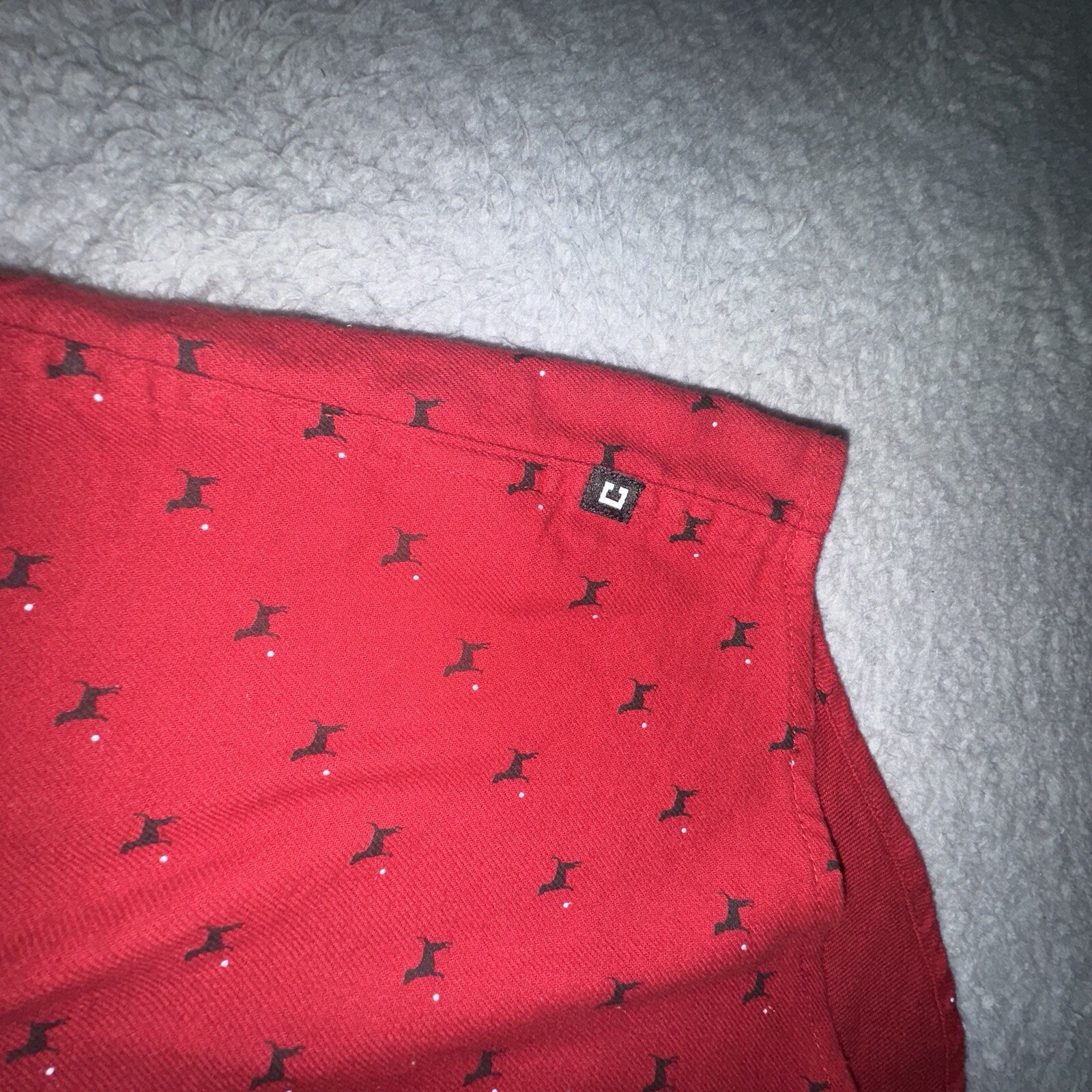 Chaps Shirt Mens XLT XL TALL Red All Over Dog Print Button Up Long Sleeve Preppy