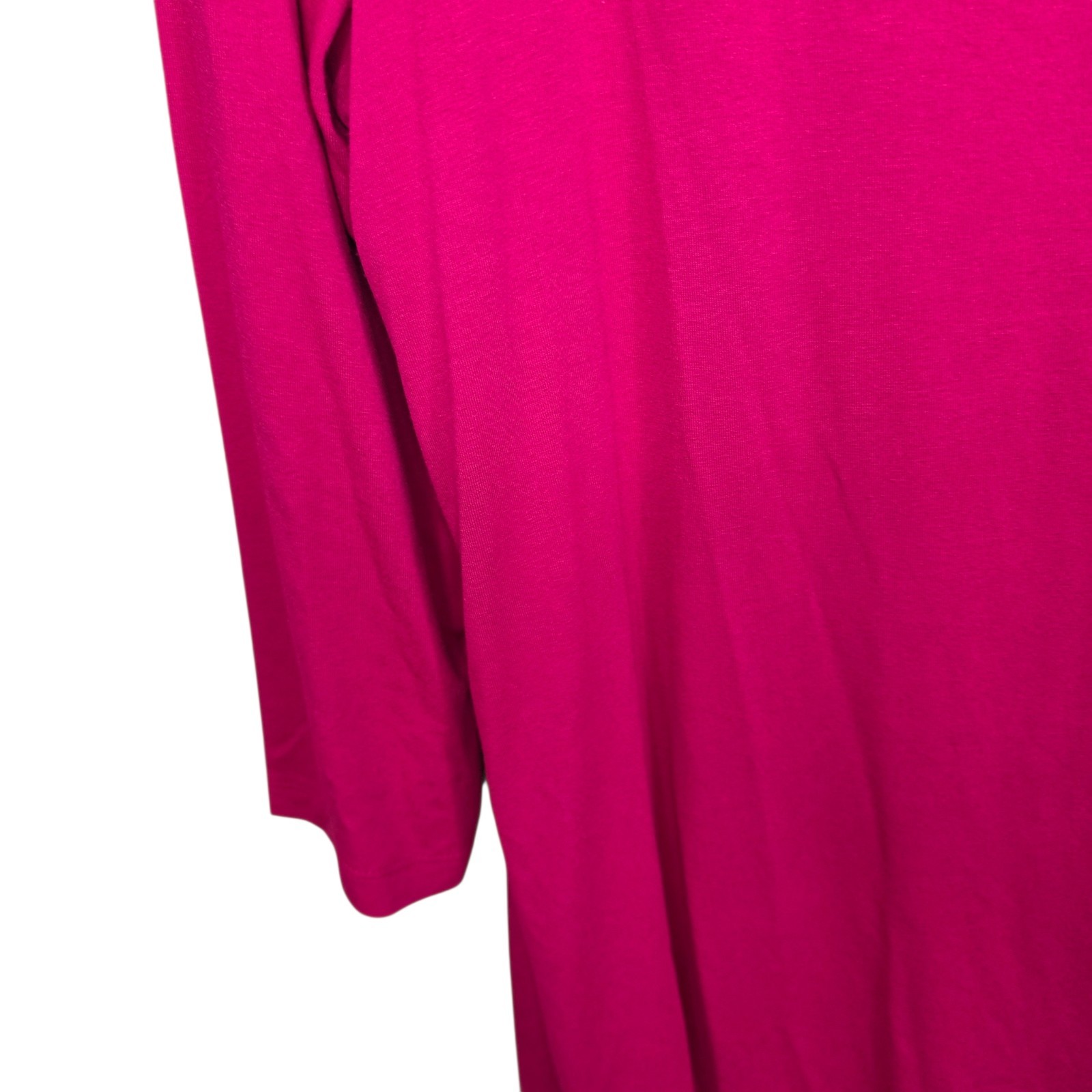 JM Collection Top Womens Medium Fuchsia Scoop Neck 3/4 Sleeve Tee Casual Stretch