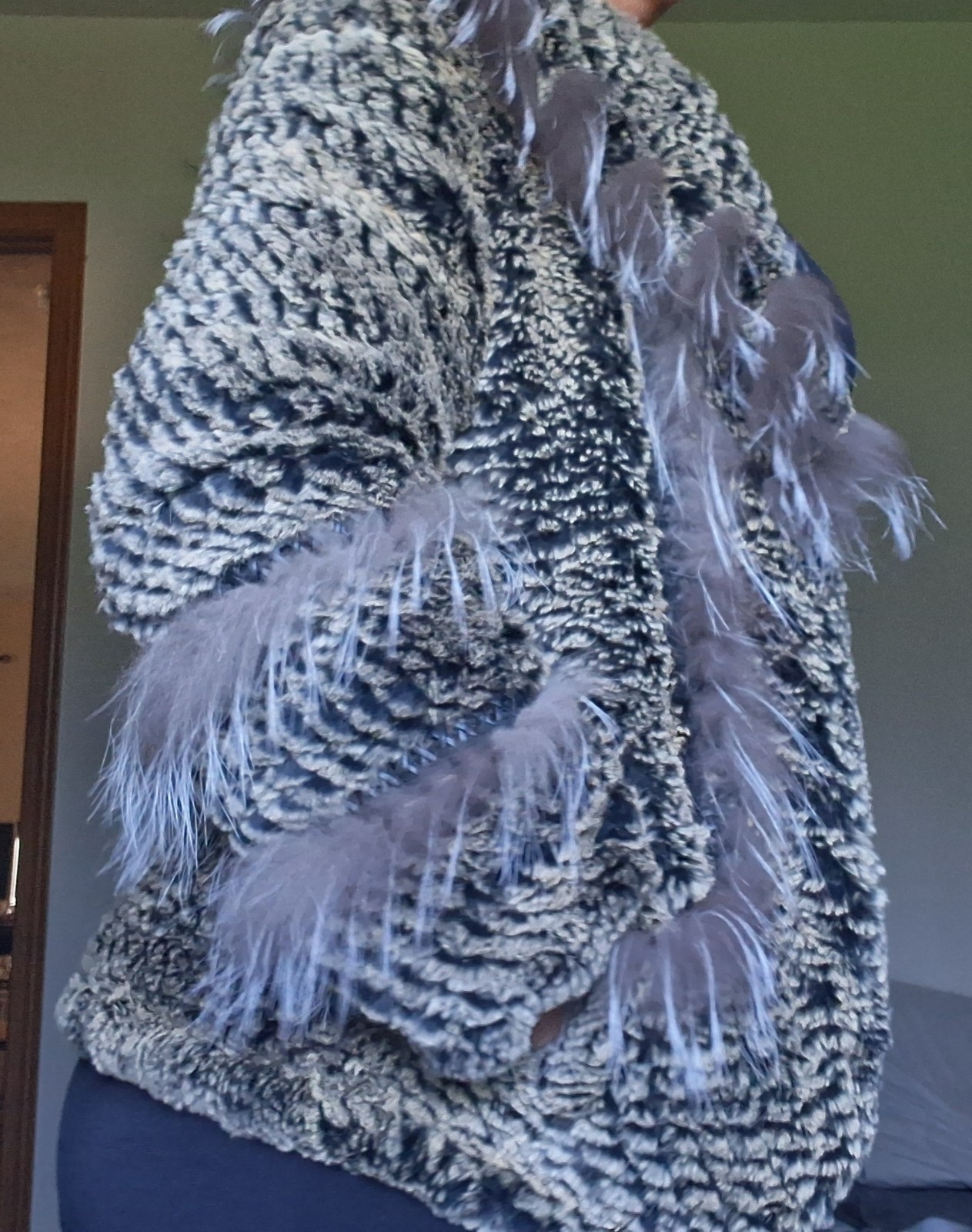 Real fur jacket, womens size small, rabbit body and lining fox trim.