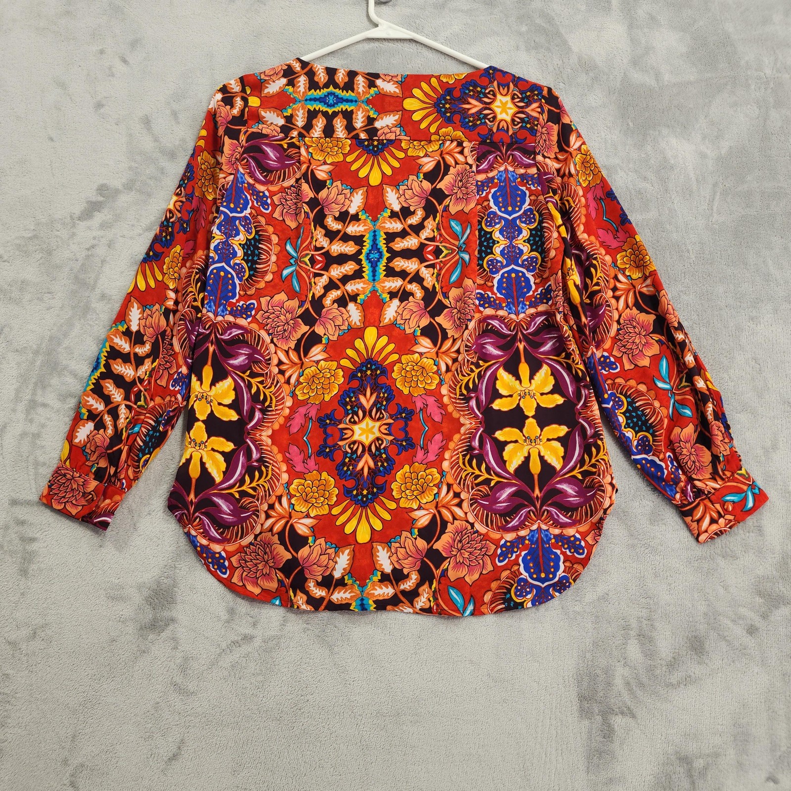 NEW LOFT Top Womens XSP PETITES Multicolor Floral Boat Neck Long Sleeve Blouse