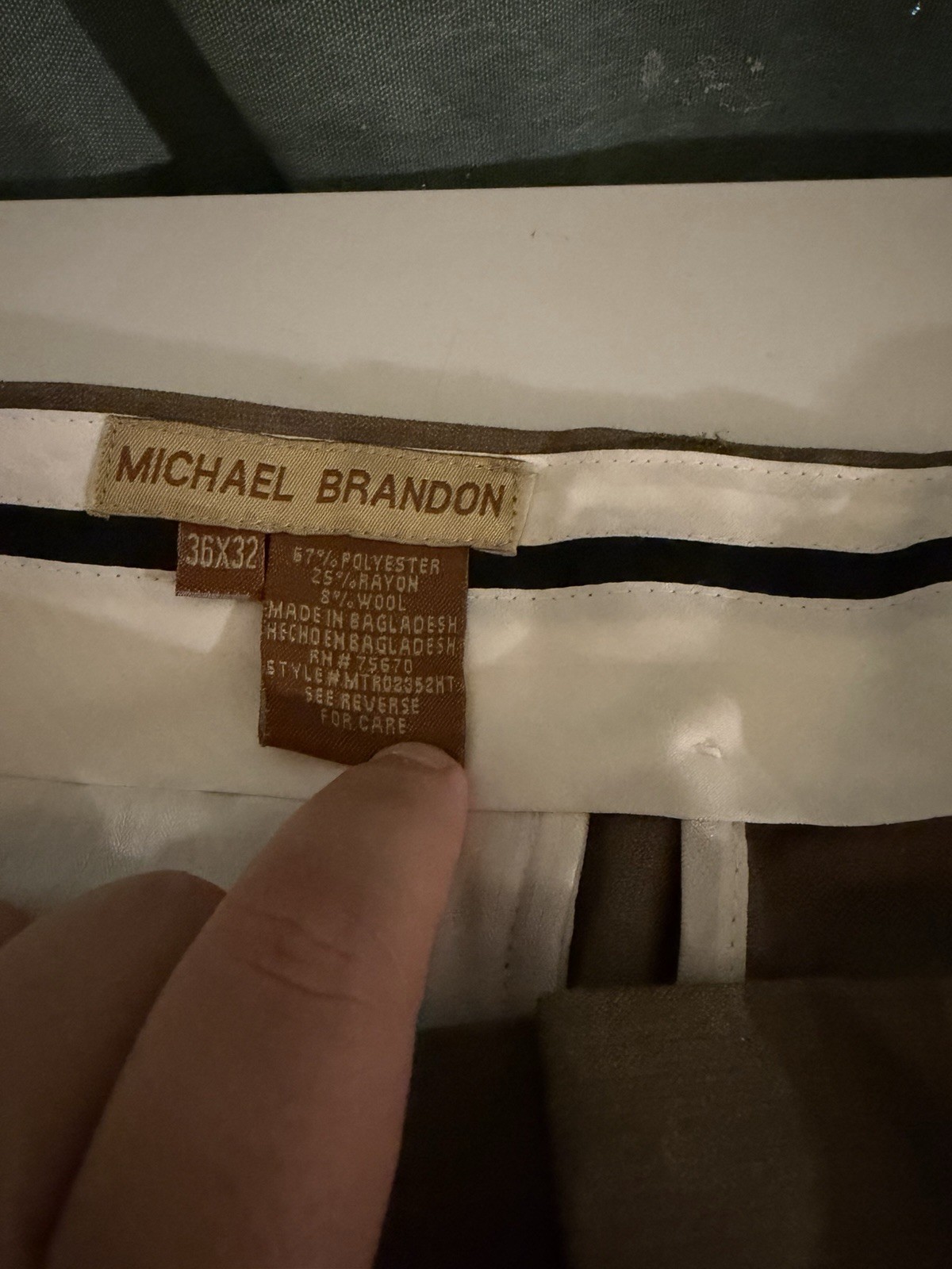 Michael Brandon Wool Blend Brown Pleated Dress Pants Regular Fit 36W