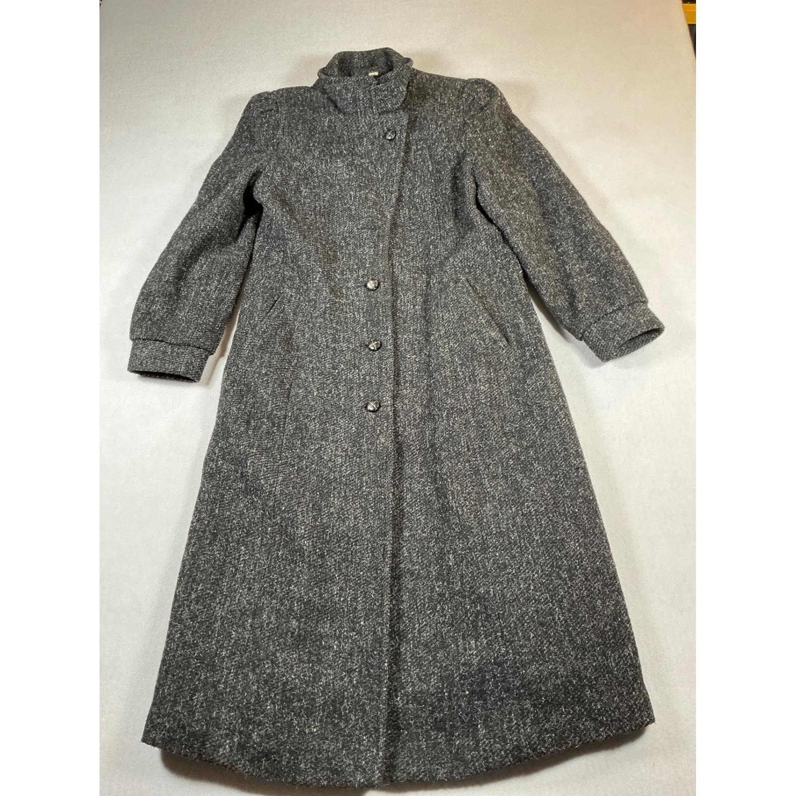 Westfield Vintage Grey Wool Blend Tweed Long Coat Womens Size 10 Made in Canada