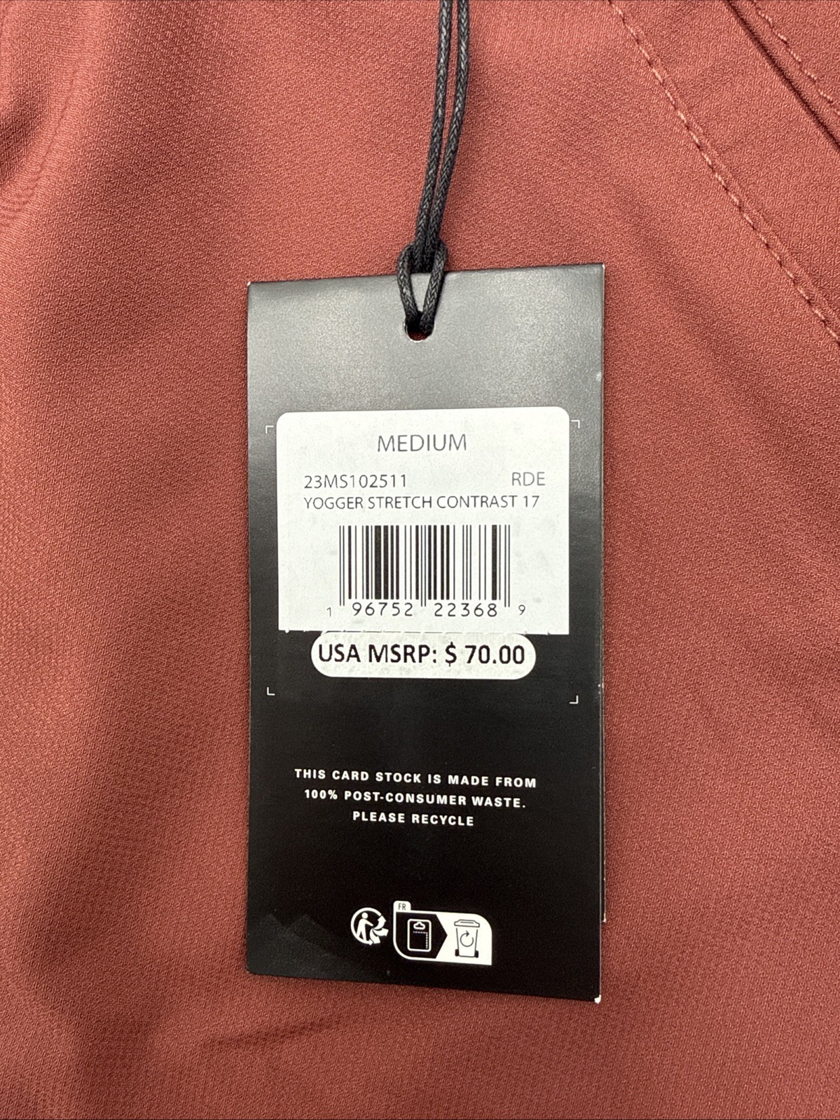 $70 RVCA Men’s Yogger Stretch Contrast 17 Shorts-Red Earth-Medium-New With Tags