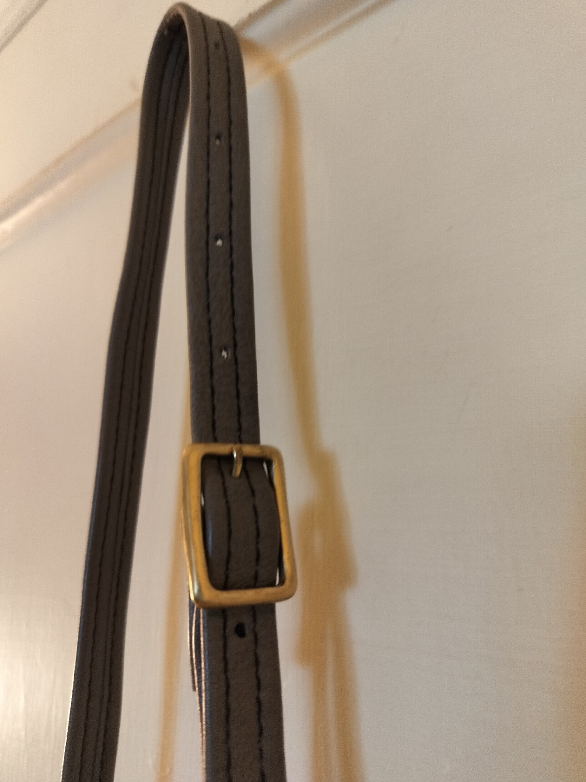 Manatee Gray Leather Mini Purse/35 In/Wear Around Neck Or Around Waist