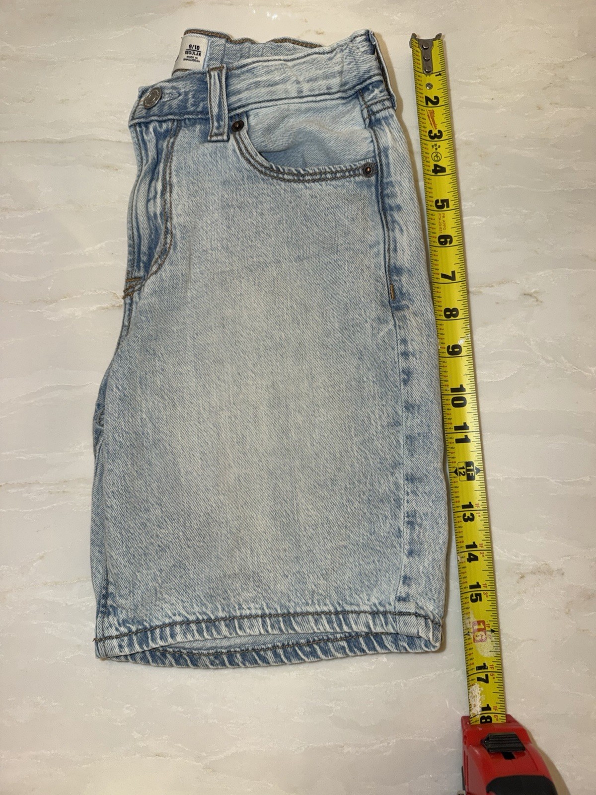 Abercrombie Kids Girls Light Wash Denim Shorts 9/10 Regular Pockets 10″ Inseam