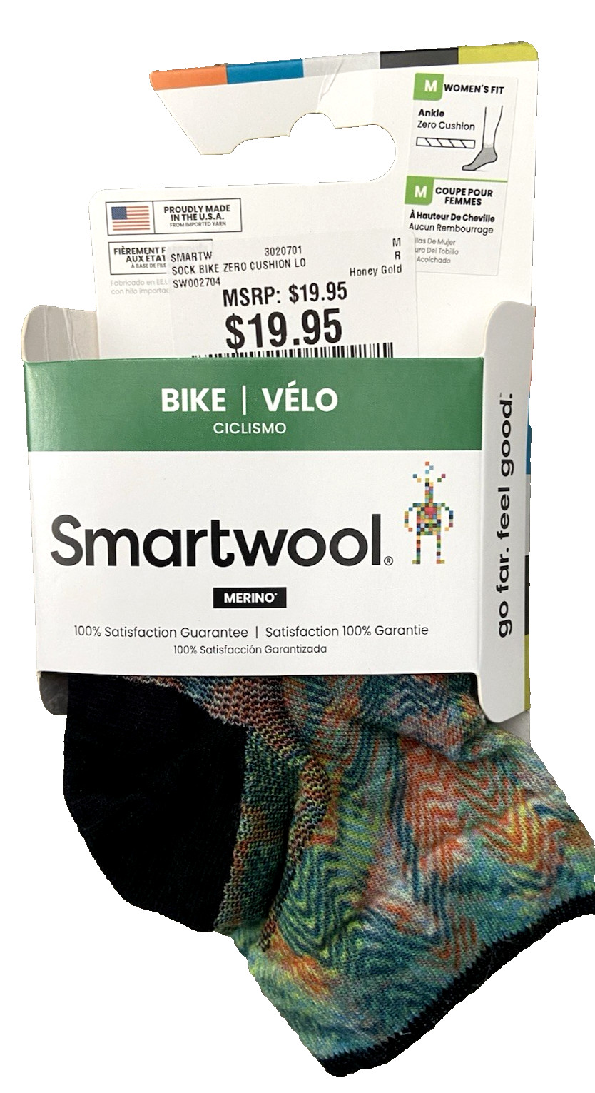 SmartWool Bike Cycle Zero Cushion Jungle Music Print Ankle Socks Women’s Size M