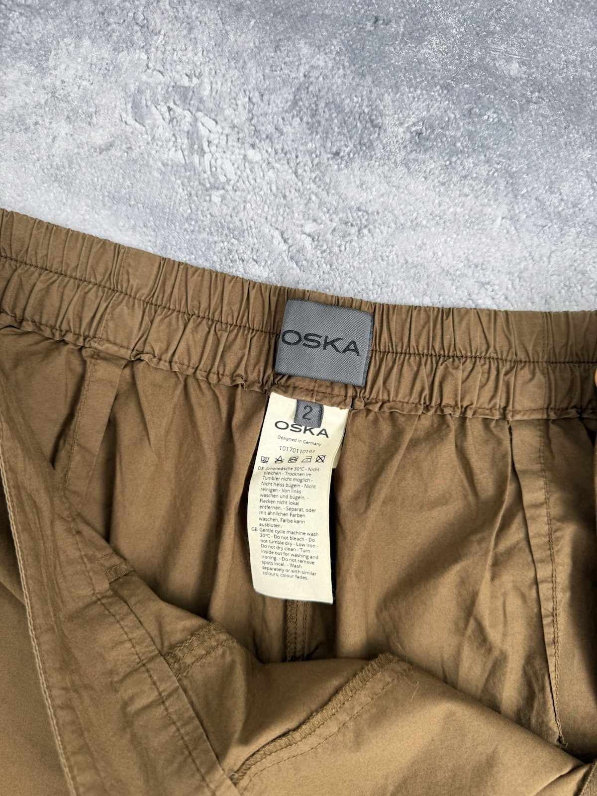 OSKA Trousers Baggy Pants Brown Size 2 Wide Barrel Balloon Women Parachute Japan