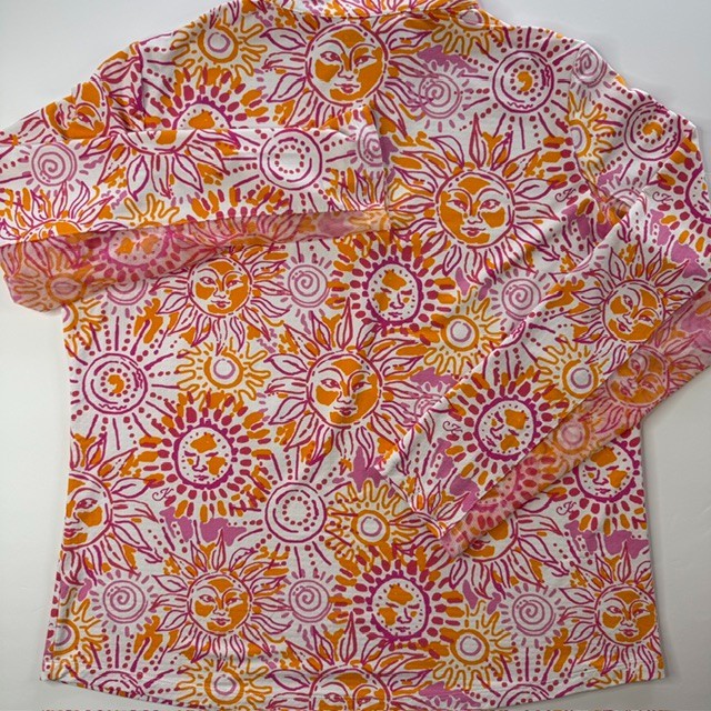 IBKUL Women’s Orange Pink White Sunshine Quarter-Zip Shirt XL
