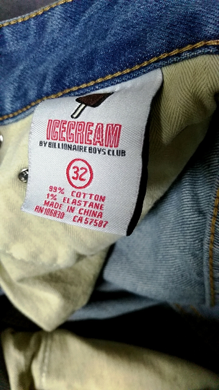 NWT BBC ICECREAM RUNNING DOG WASHED MEN’S CLASSIC JEAN SIZE 30/32/34/36/38/40/42