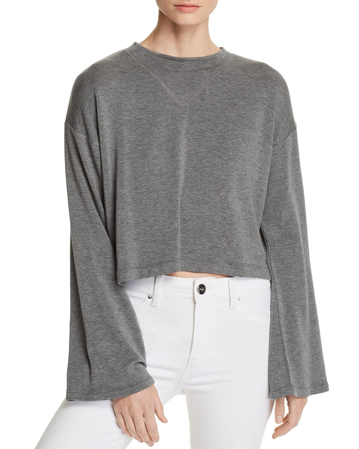 LNA Clothing Abby Crop Sweatshirt, Gray, Large – Retail $105