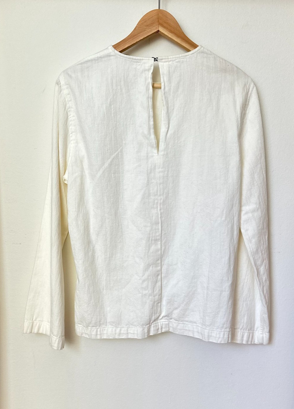 BLDWN Winters Cotton Linen Blend Top Blouse Pullover Long Sleeve Cream Sz. Large