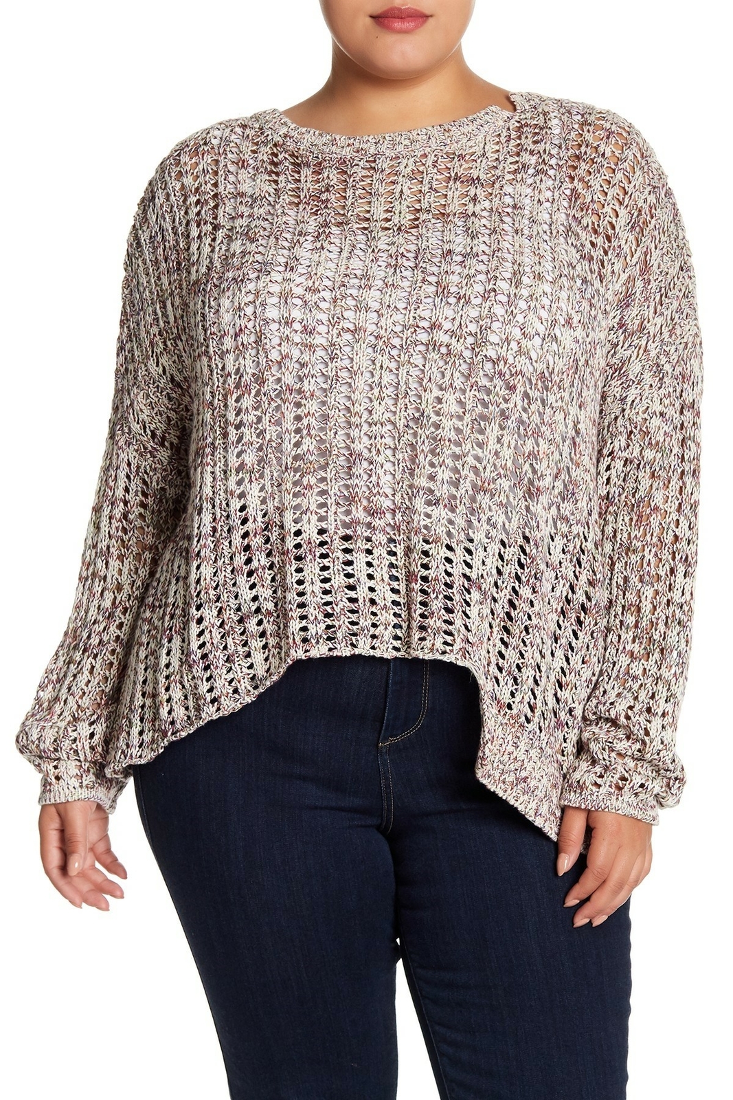 Melrose and Market 164348 Women’s Open Weave Multicolor Sweater Plus Size Sz. 1X