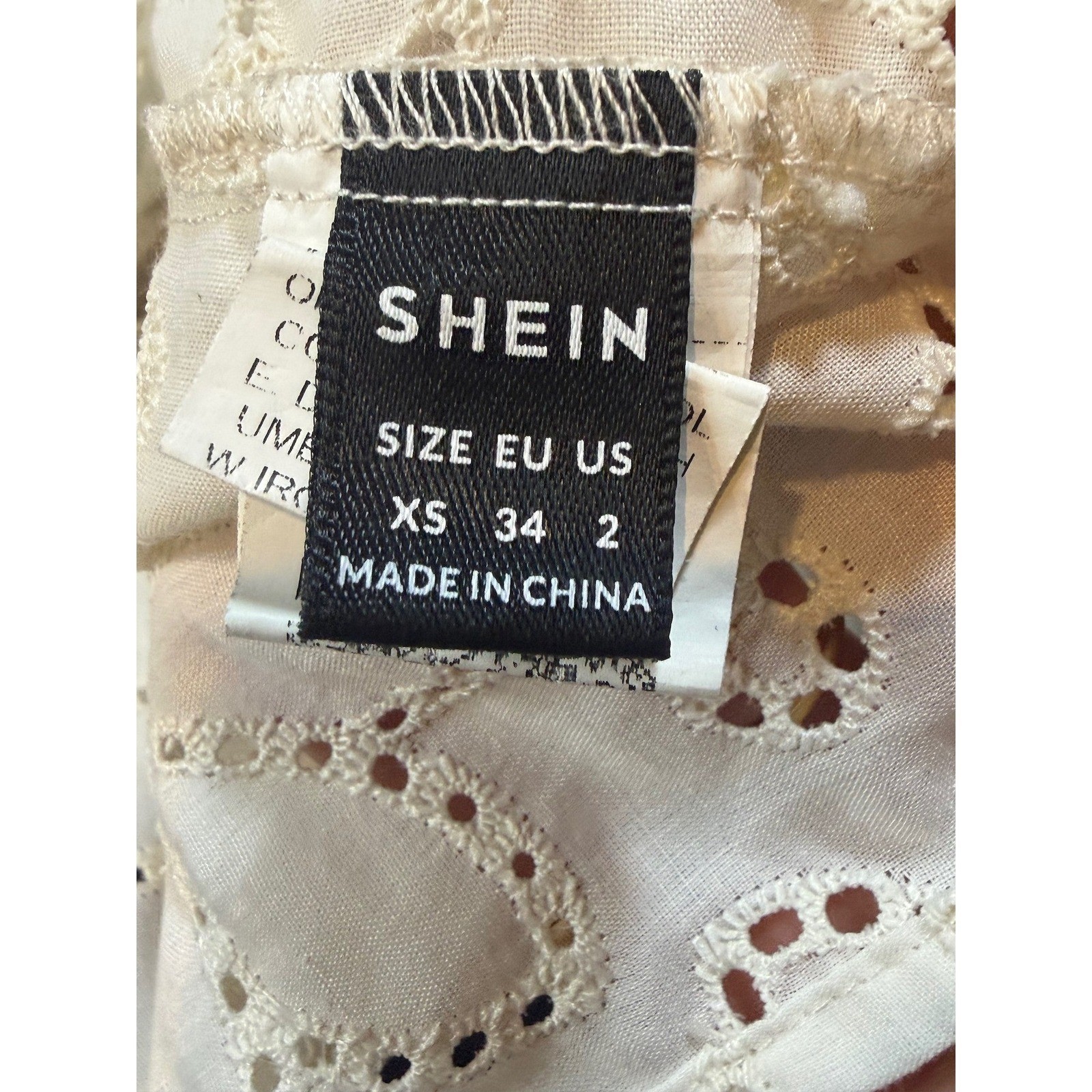 SHEIN Twisted Front Textured Eyelet Embroidery Top Size XS/2