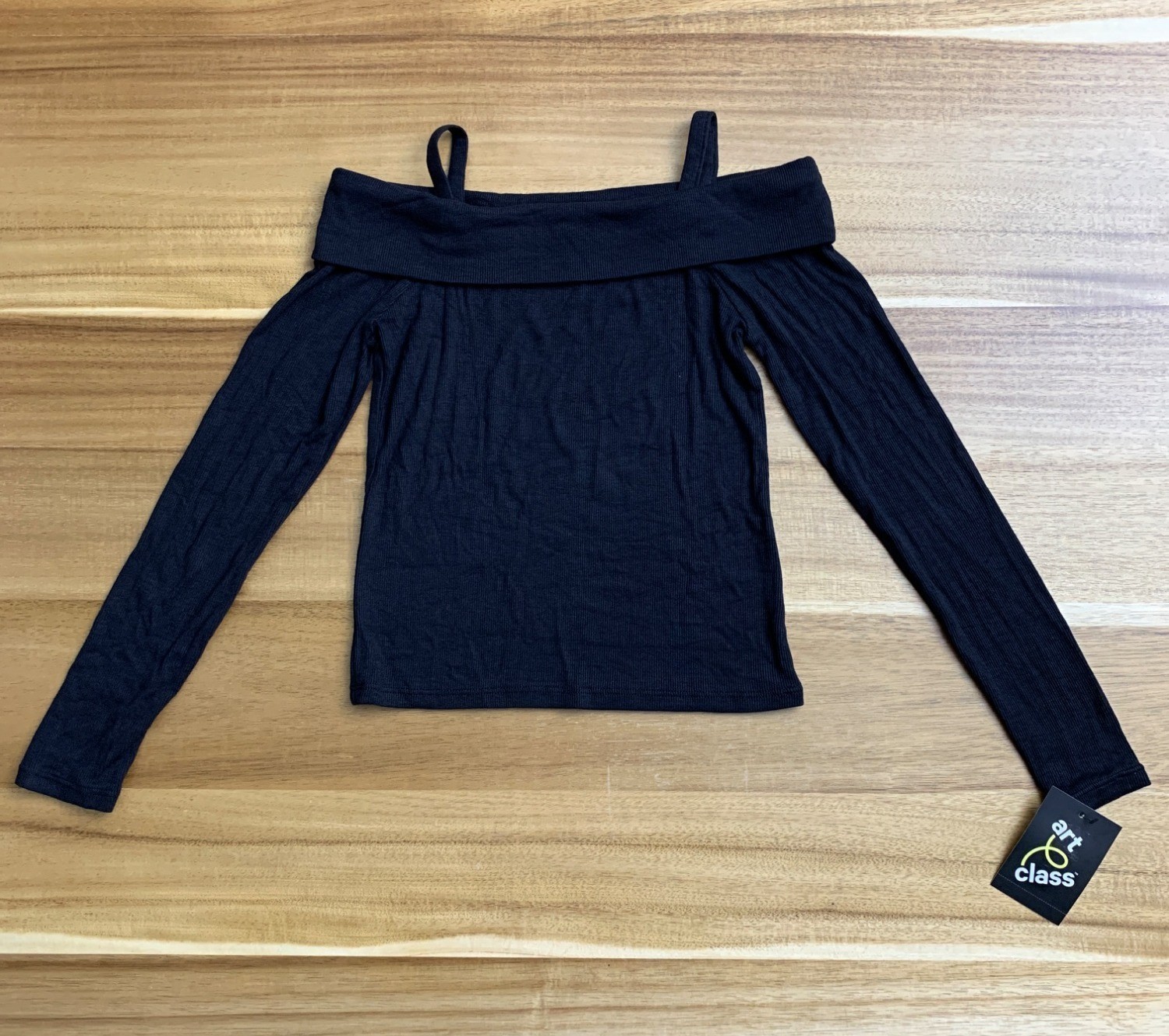Art Class Juniors Off-The-Shoulder Long Sleeve Top Black