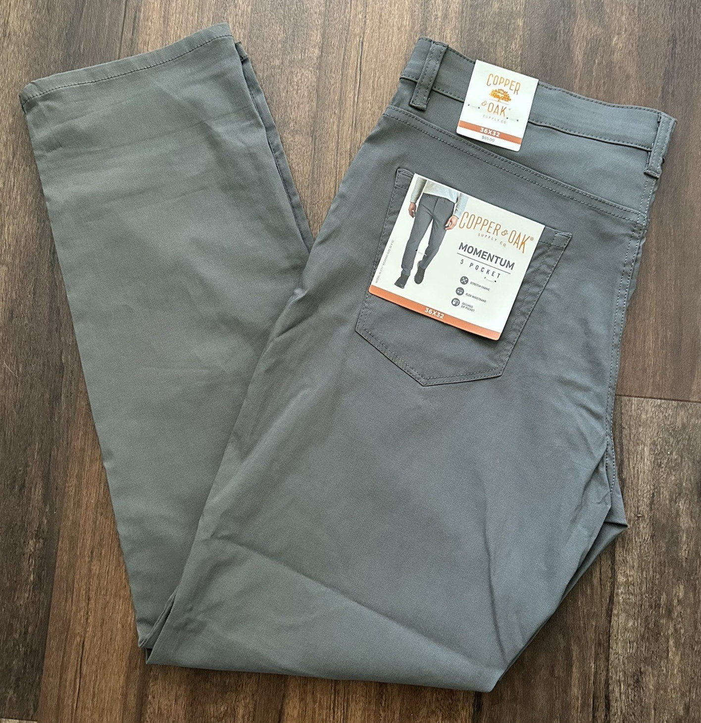 Copper & Oak NWT Men’s 36×32 Momentum 5 Pocket Pants Rayon Platinum Gray NWT $65