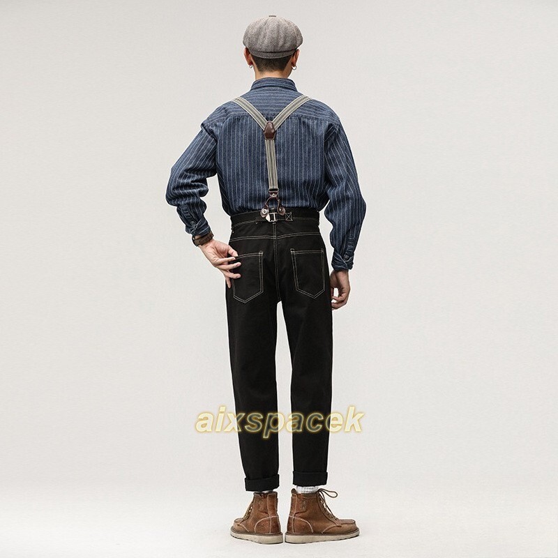 Overalls Mens Retro Suspenders Braces Pants Casual Denim Jeans Bib Trousers