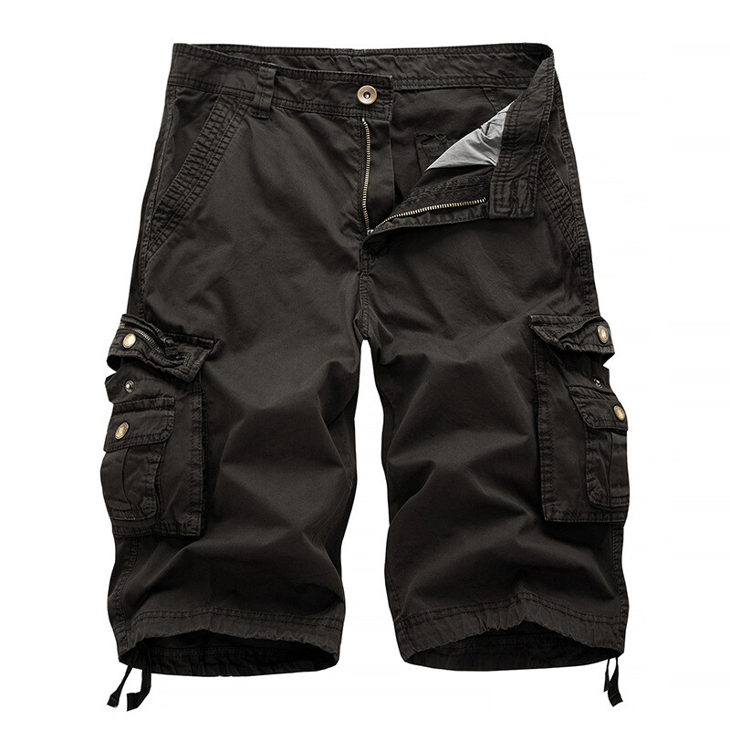 Mens Casual Solid Cargo Shorts Multi Pockets Washed Lounge Size 30-48