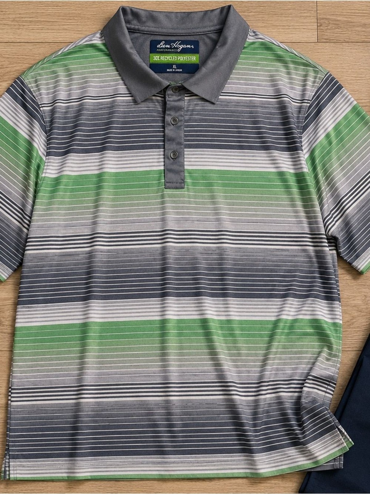 Hogan Green and Gray Striped Polo Shirt