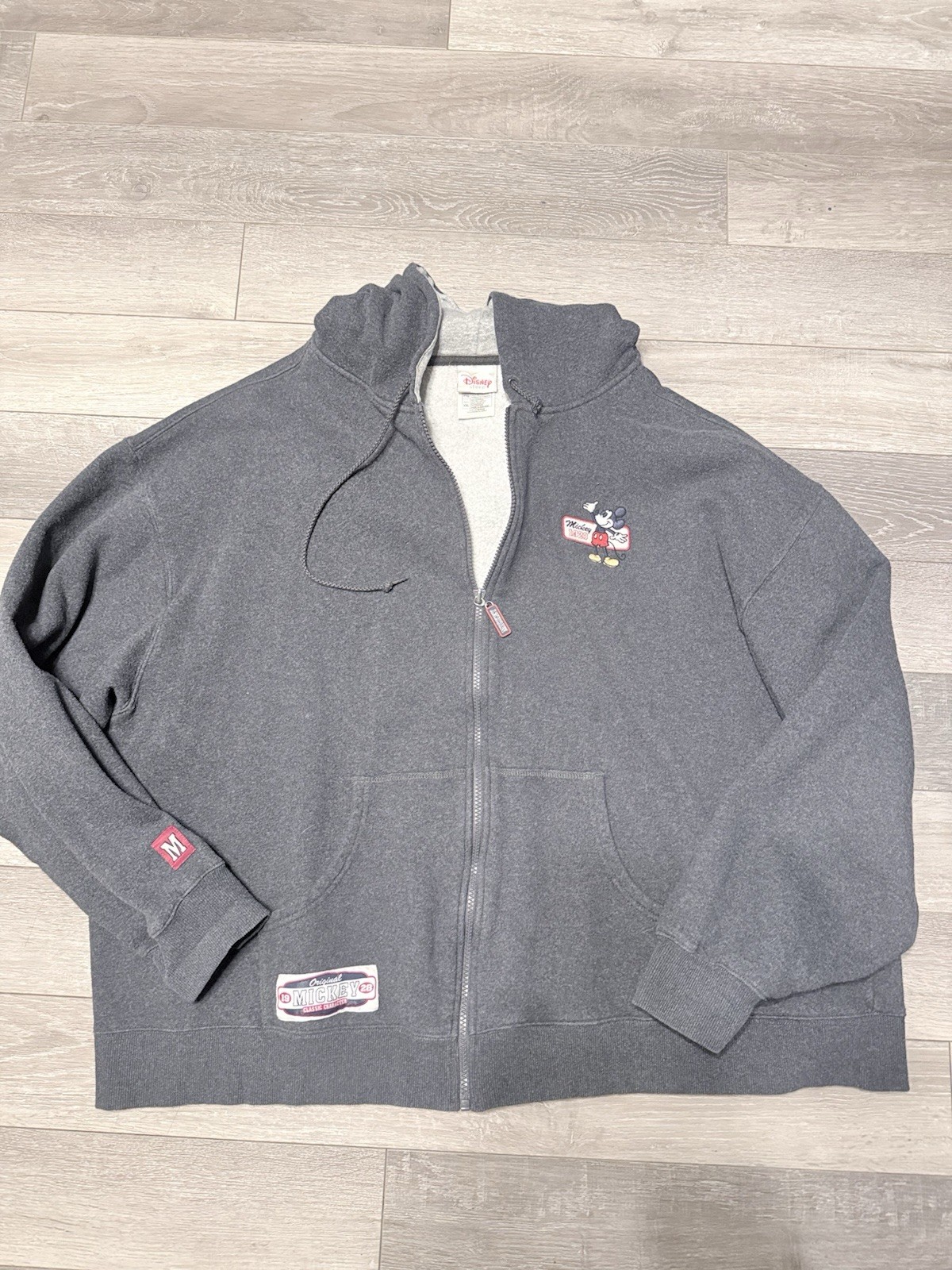 Vintage Disney Store Mickey Gray Full Zip Hoodie Mens XXL Y2k Disneyland Parks
