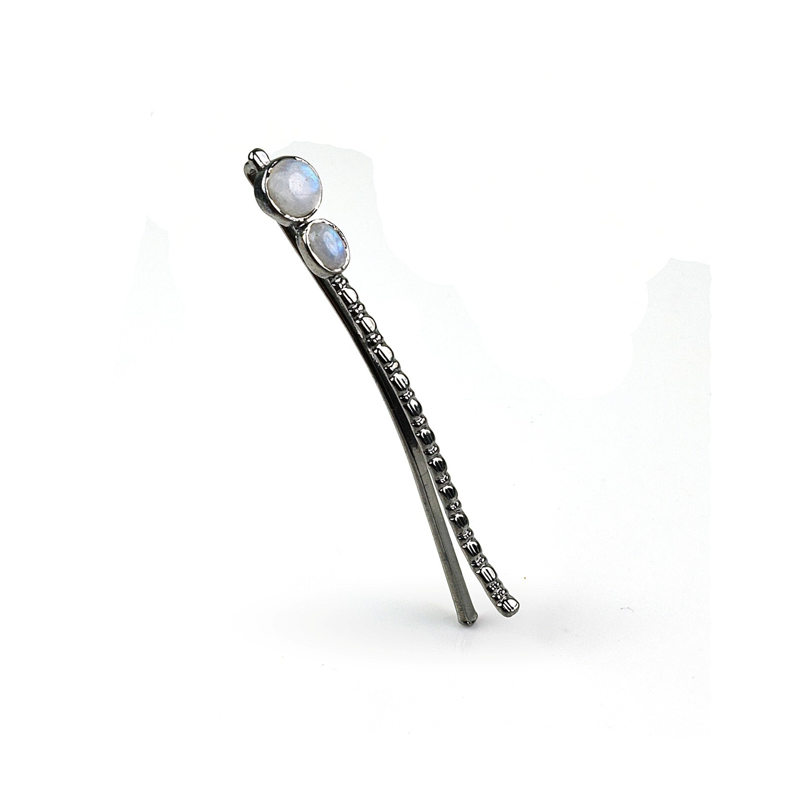 Natural Rainbow Moonstone Black Polished Hairpin Women’s Hair Accessories 1 Pc