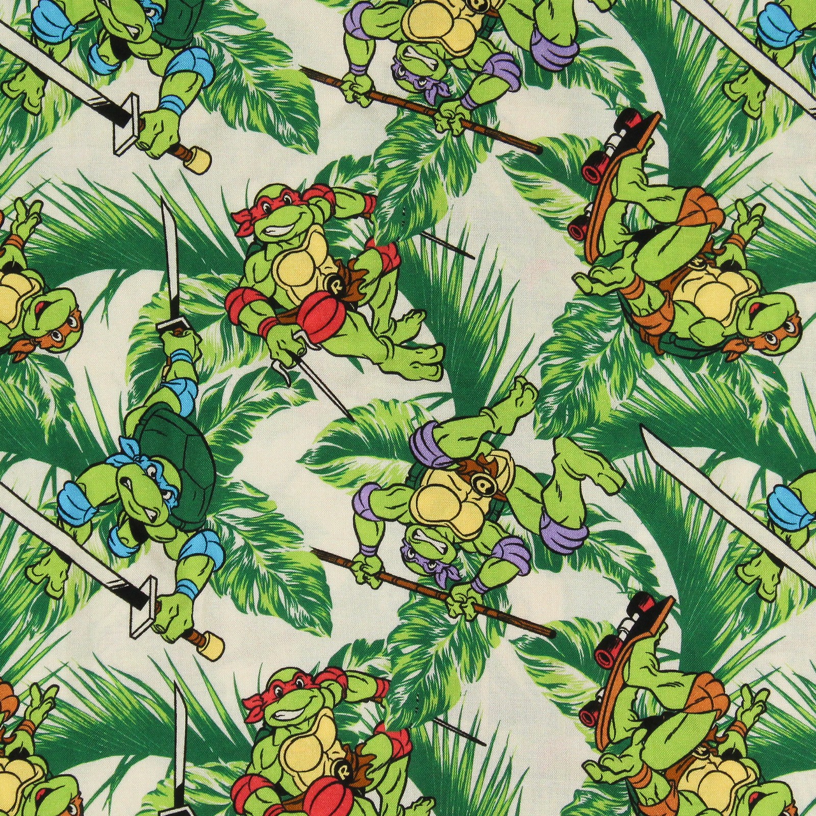 Teenage Mutant Ninja Turtles Men’s Hawaiian Foliage Button-Up Woven Shirt