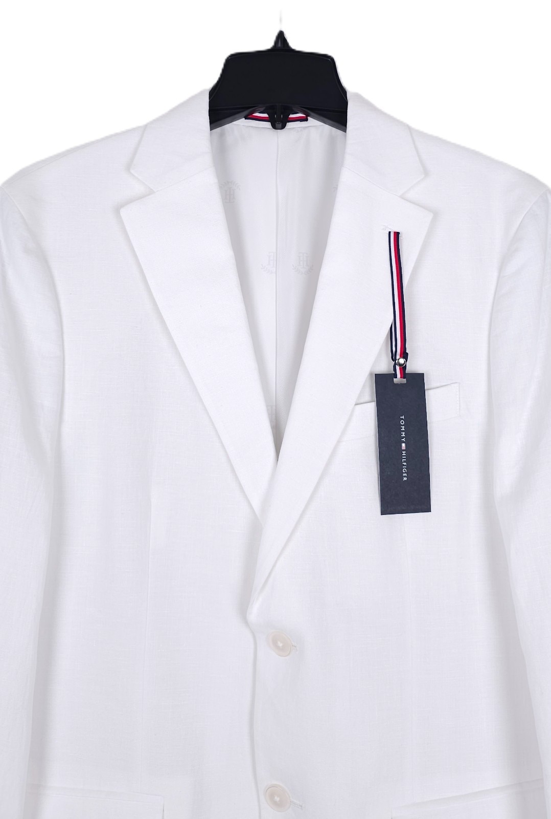 Tommy Hilfiger Mens Modern Fit Linen Sport Coat Blazer 46R White Solid NWT