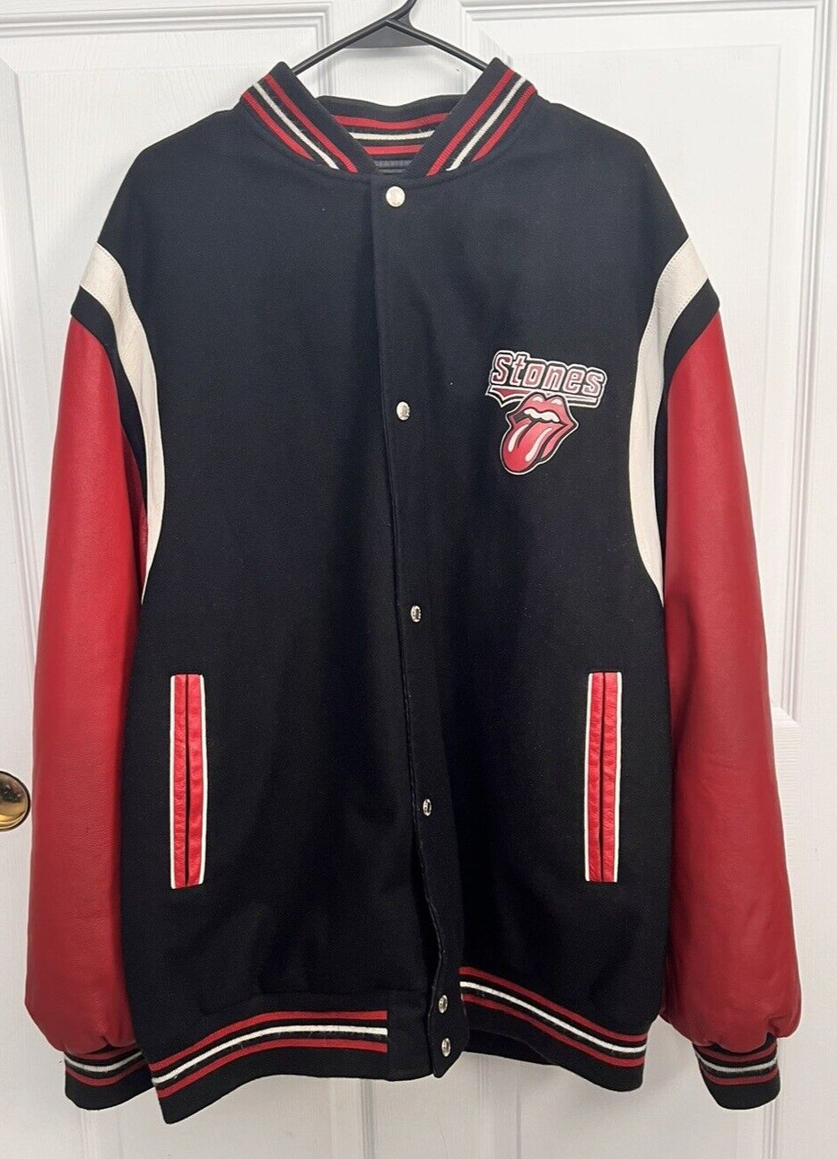 Vintage 2005 Rolling Stones Varsity Jacket Men’s XXL Leather Wool Reversible