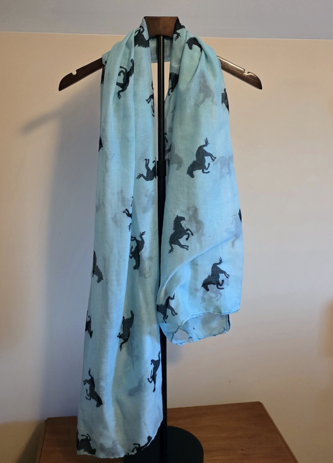 Equestrian Sheer Scarf Turquoise Horse Pony Stallion Mustang Rescue Awareness