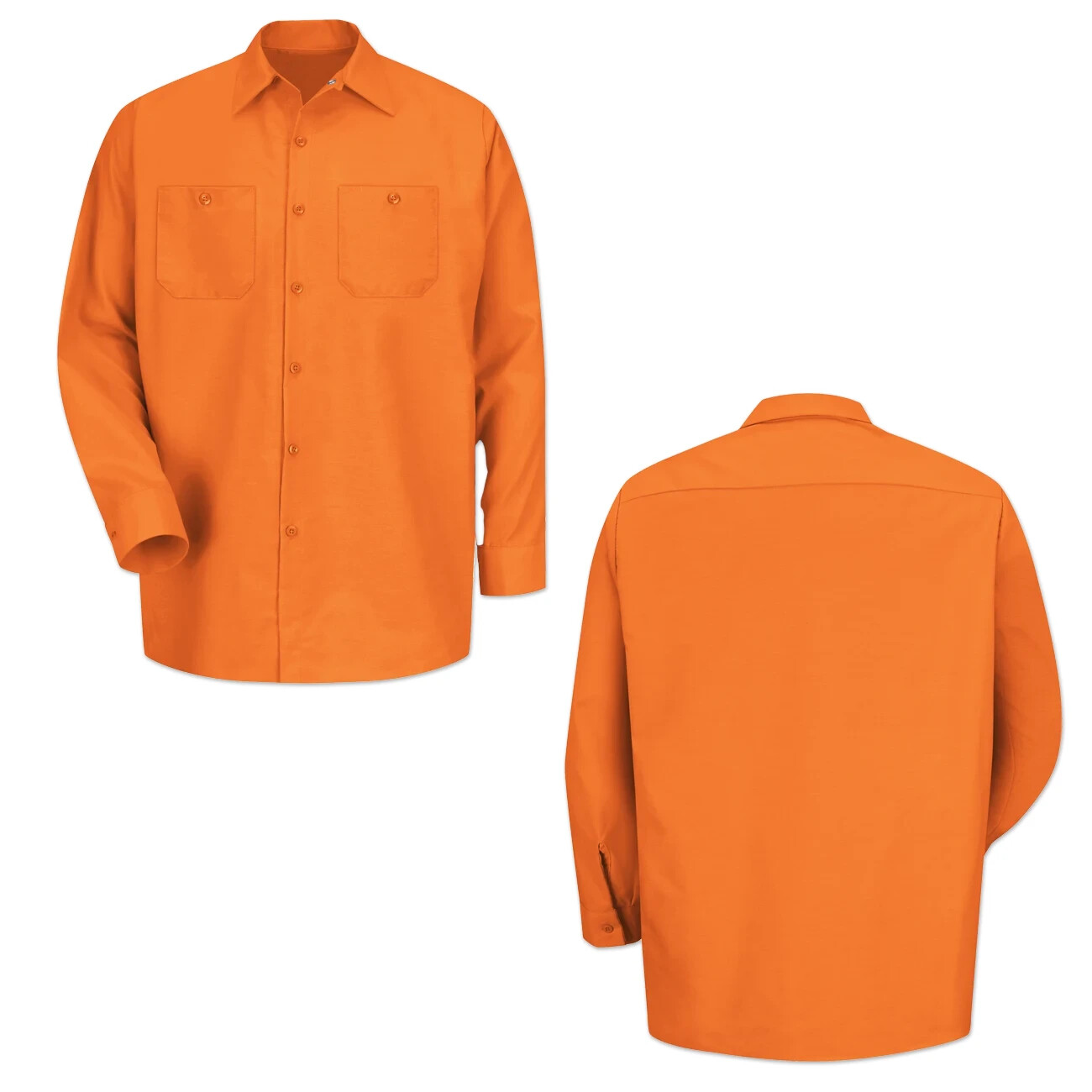 Red Kap Work Shirt Solid Color 2 Pocket Men’s Industrial Uniform Long Sleeve