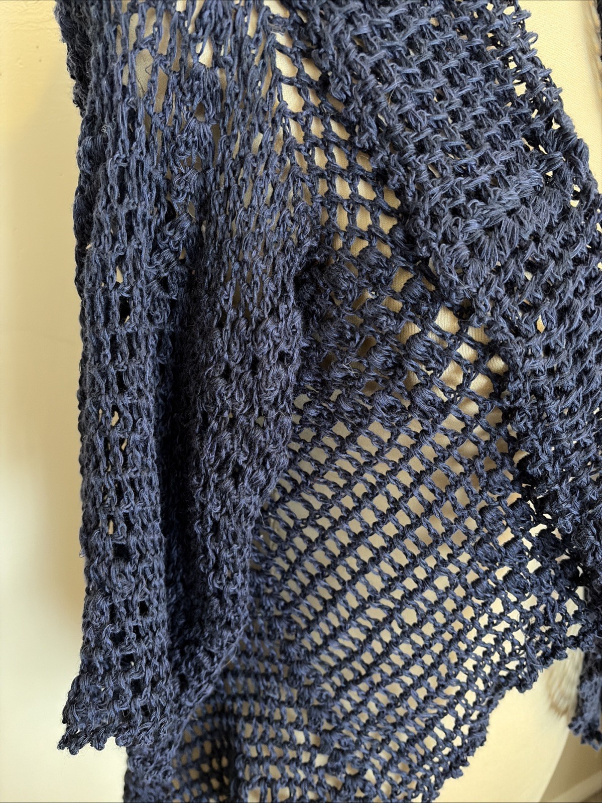 Crochet Open Front Cardigan Handmade Knit Granny Cottagecore Cabincore Blue