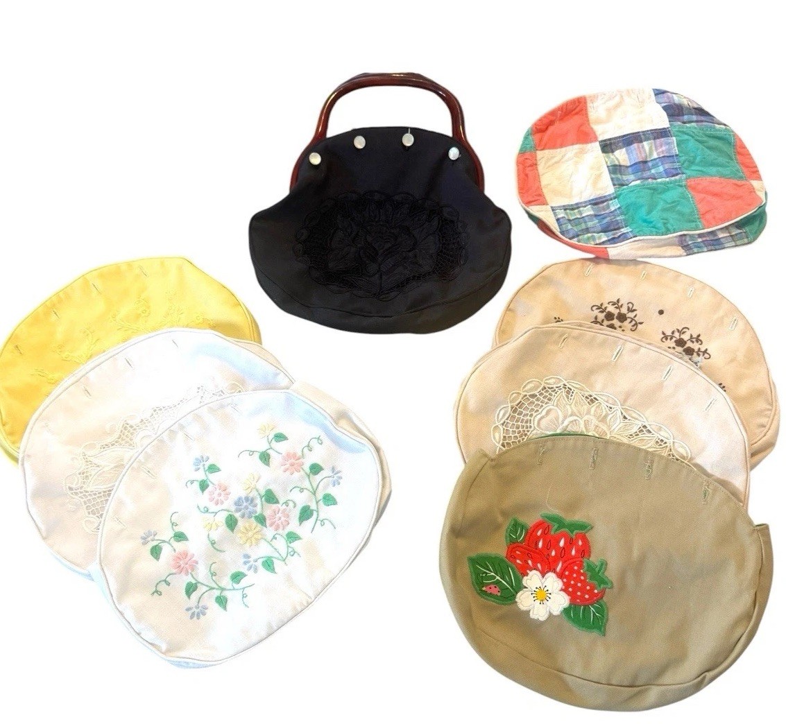 Vintage Bermuda Bag Plus 8 Covers Embroidered Purses Bake Lite Frame