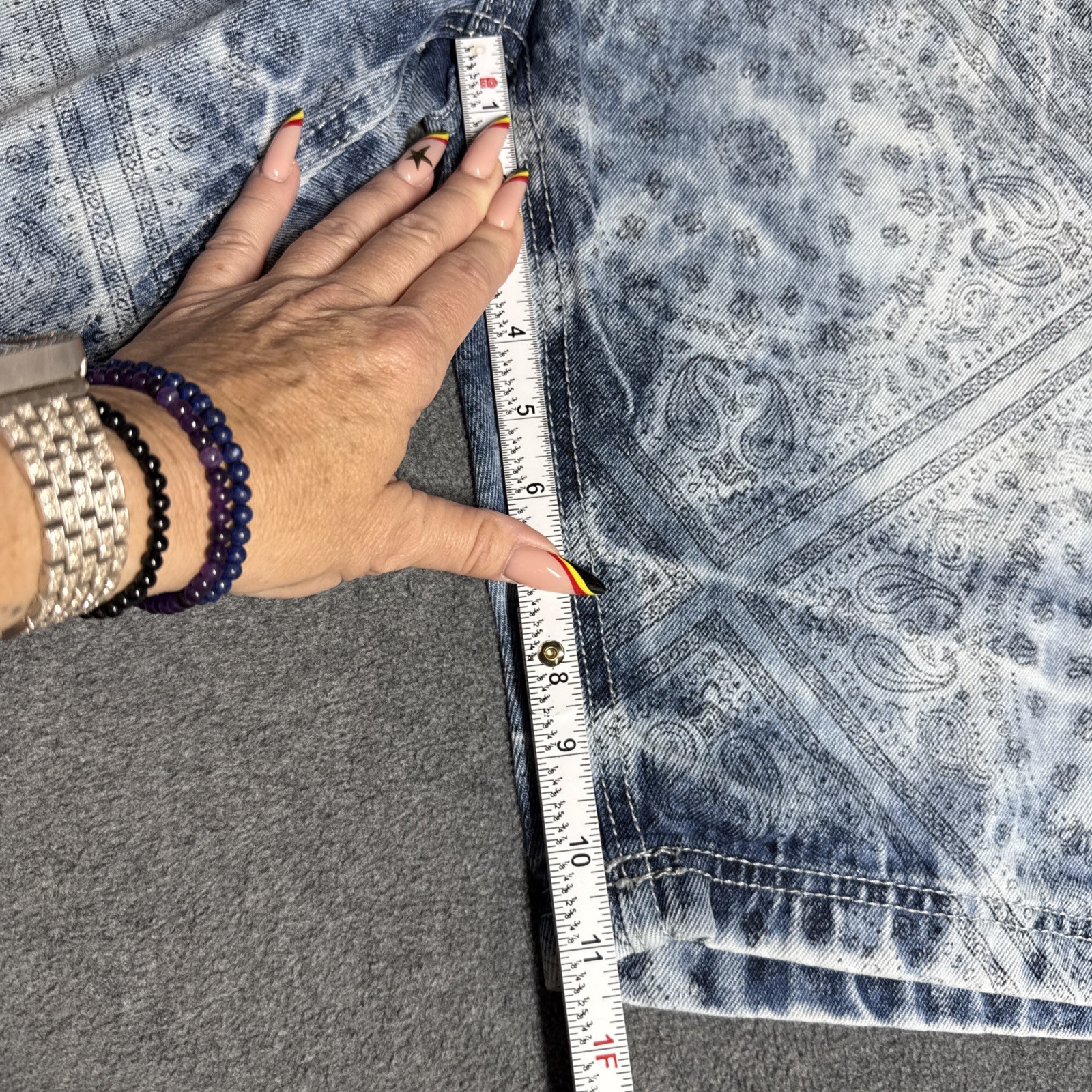 Switch Remarkable Jean Shorts Men’s 50 Blue Paisley Denim Grunge 90’s Hip Hop