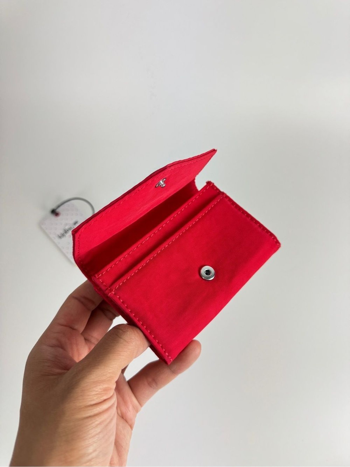 Kipling Coral Red Envelope Card Holder Wallet