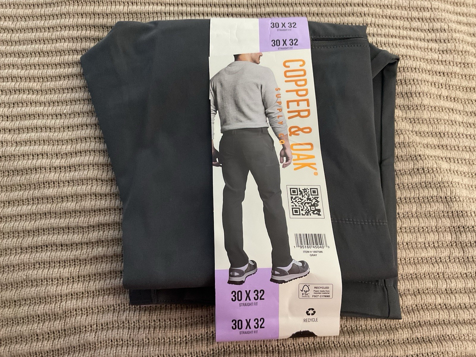 Copper and Oak Supply Co Men’s Tech Utility Gray Pants Straight Fit – Size 30×32