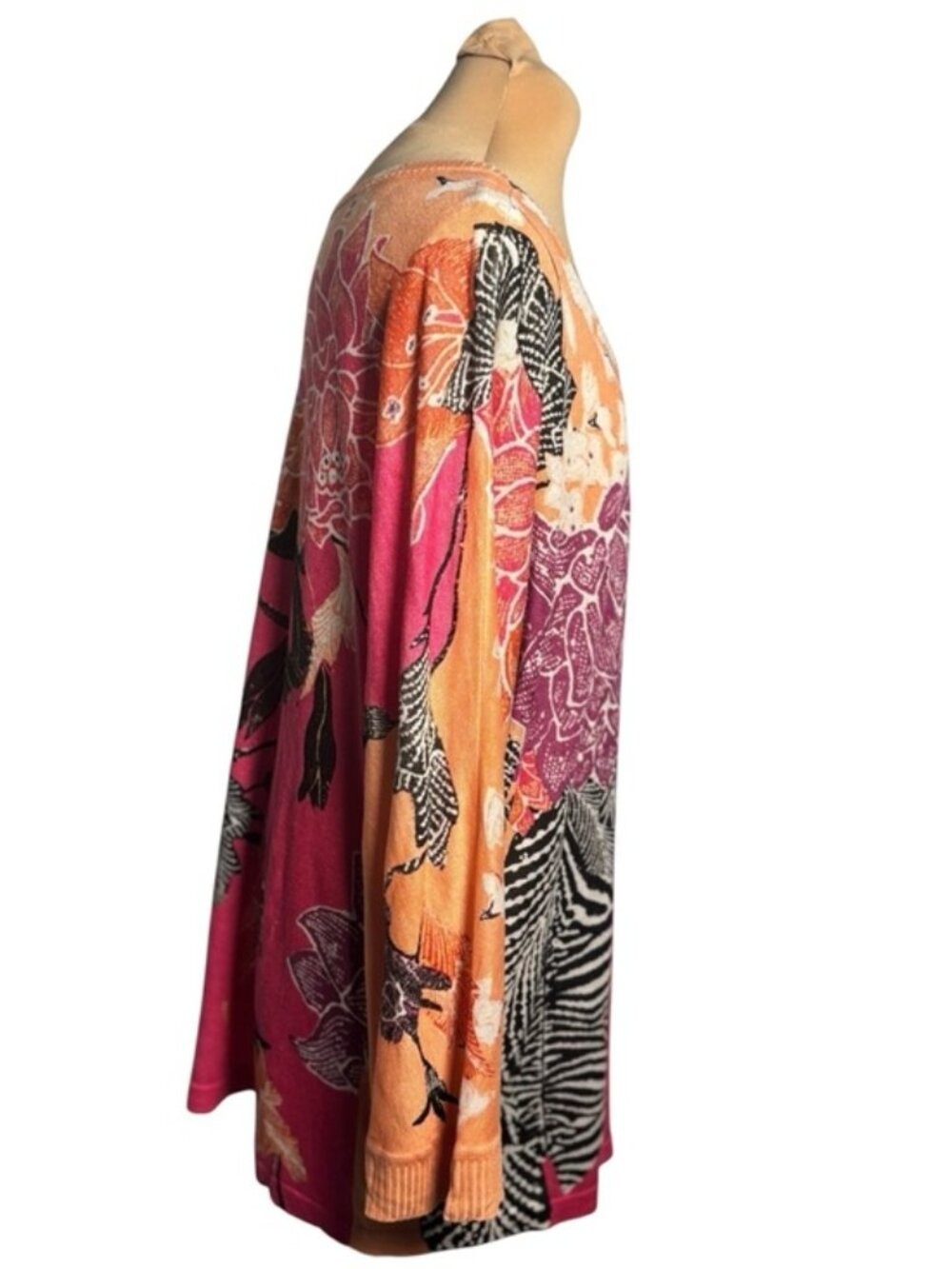 Nic + Zoe Floral Print Lightweight Knit Top Long Sleeve Scoop Neck Size 3X